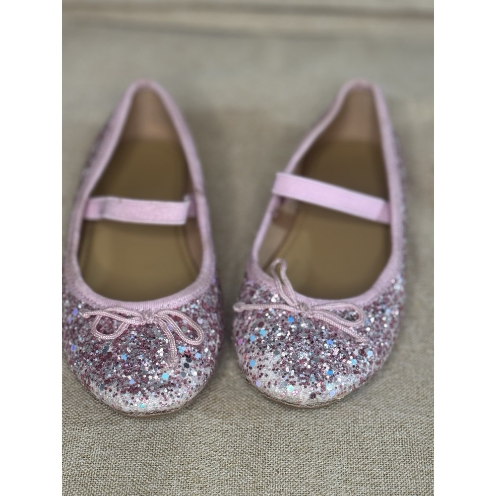 J Crew Glitter Pink Strap Slip On Closed Toed Shoes Little Girl Size 11